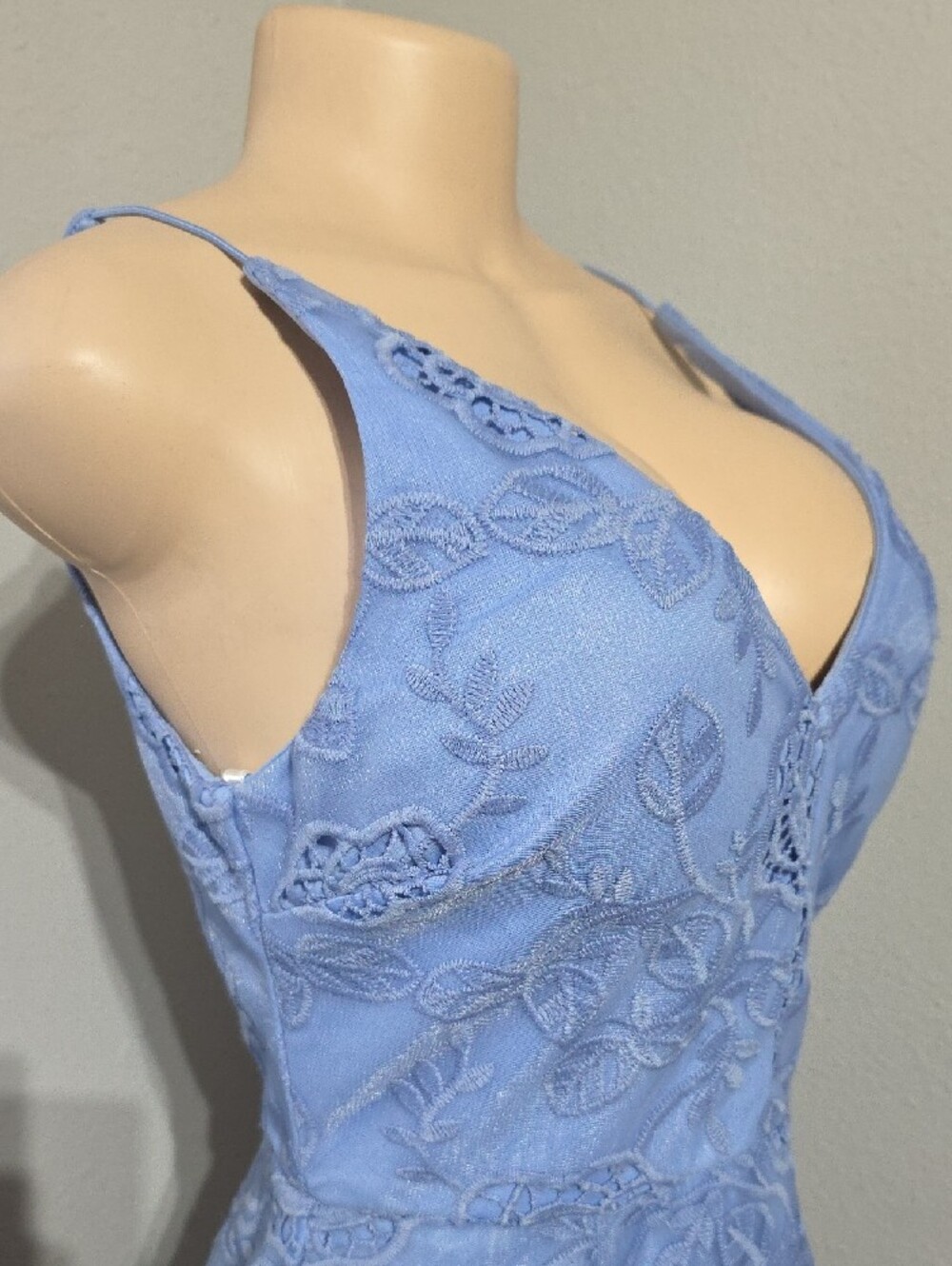 Premier Light Blue Lace Slip Midi Dress Size 8 - Picture 4 of 15